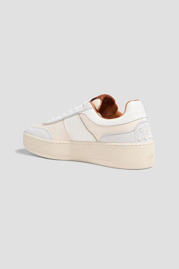 Twill, suede and leather sneakers - Image 3