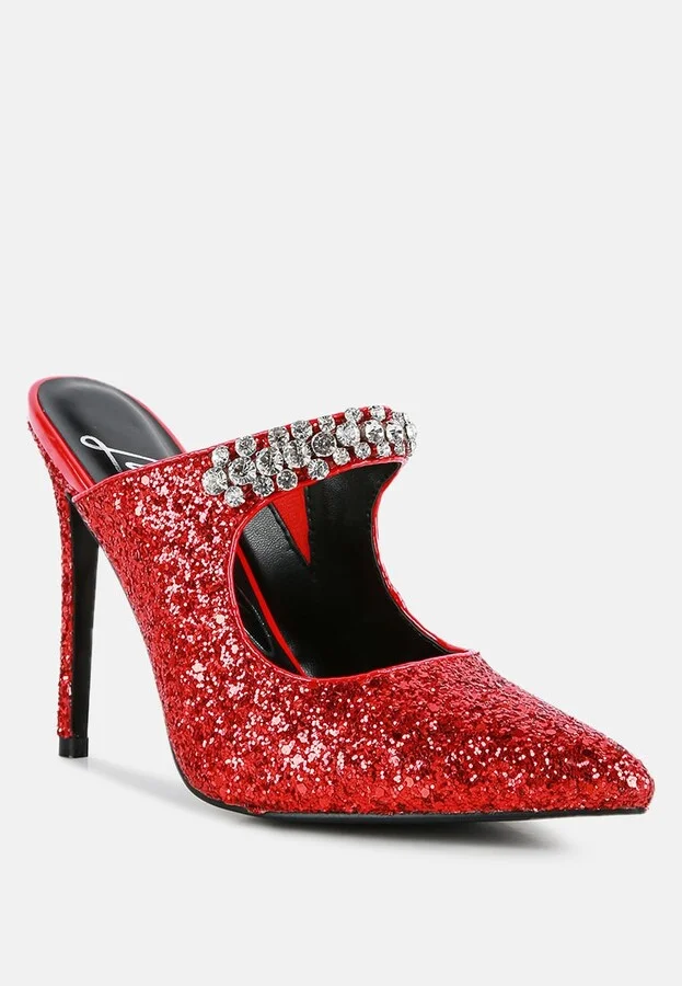 Twinklet Glitter Diamante Embellished Stilettos Pumps - Image 2