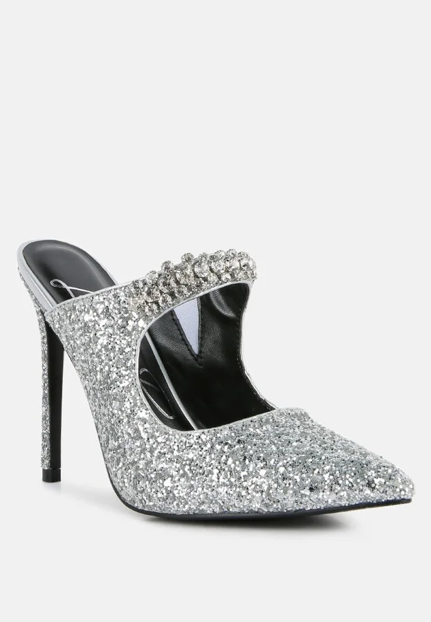 Twinklet Glitter Diamante Embellished Stilettos Pumps - Image 5