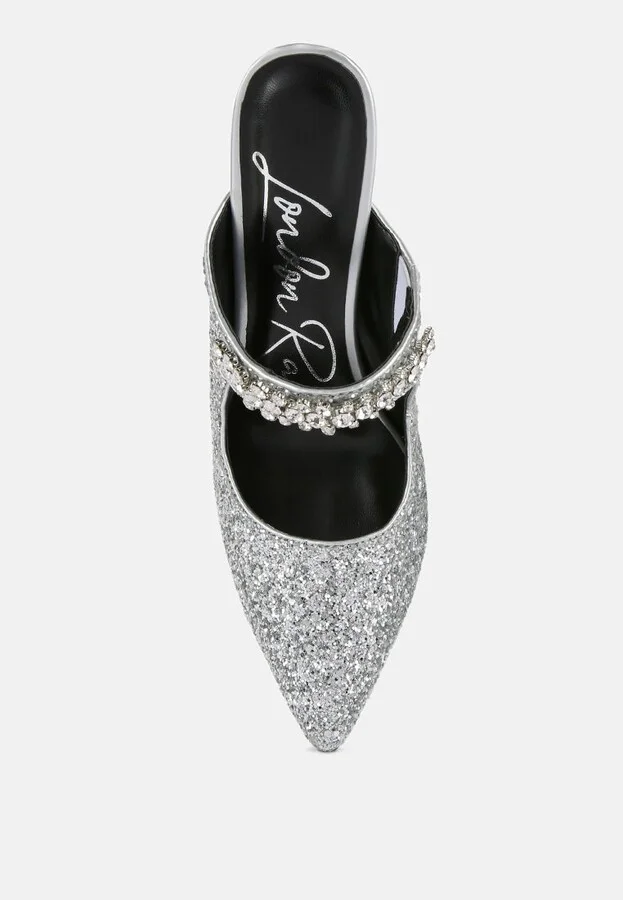 Twinklet Glitter Diamante Embellished Stilettos Pumps - Image 7