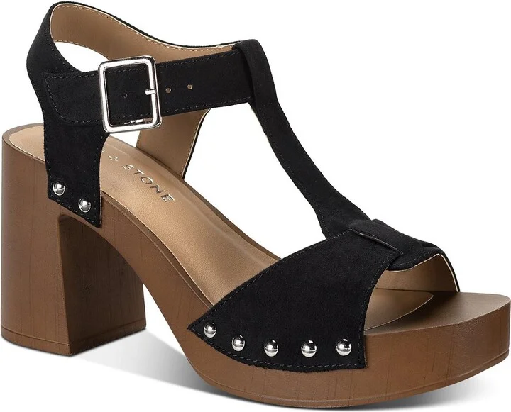 TWINNIEE Womens Studded Manmade Block Heels