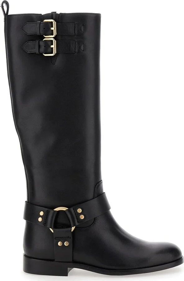 TWINSET Almond-Toe Buckled Equestrian Boots