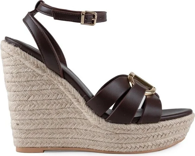 TWINSET Leather And Rope Wedge Sandals