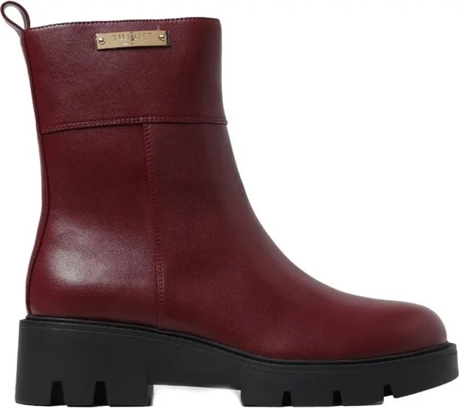TWINSET Logo-Plaque Round Toe Boots