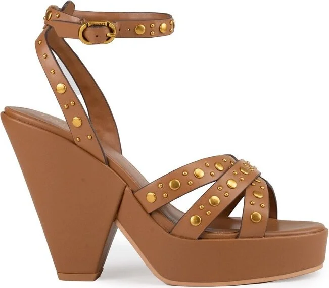 TWINSET Studded Leather Platform Sandals
