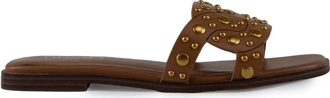 TWINSET Studded Leather Slides