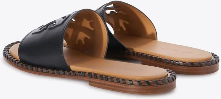 Twist Arrow Cut-Out Leather Slides - Image 2
