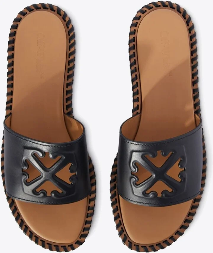 Twist Arrow Cut-Out Leather Slides - Image 3