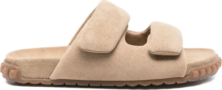 Twist double-strap suede sandals