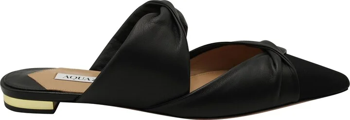 Twist Flat mules in Black Leather