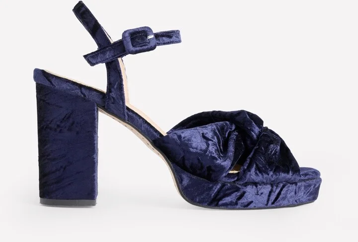 Twist Front Platform Sandals, Navy Velvet - Image 2