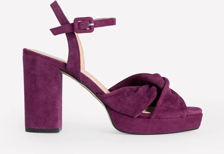 Twist Front Platform Sandals, Navy Velvet - Image 3