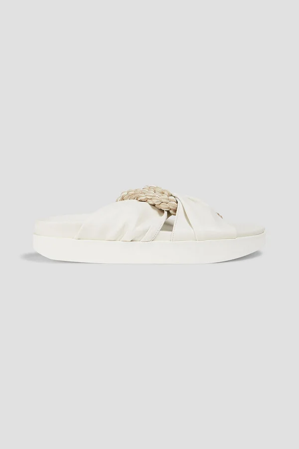 Twisted cord and leather sandals