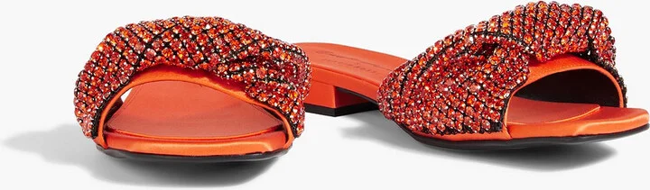Twisted crystal-embellished satin slides - Image 2