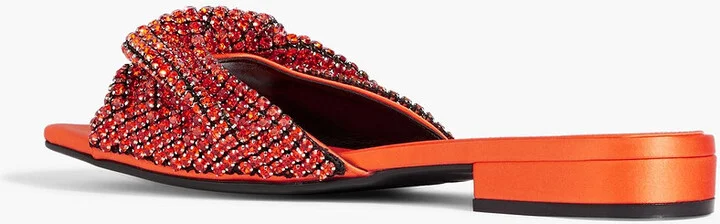 Twisted crystal-embellished satin slides - Image 3