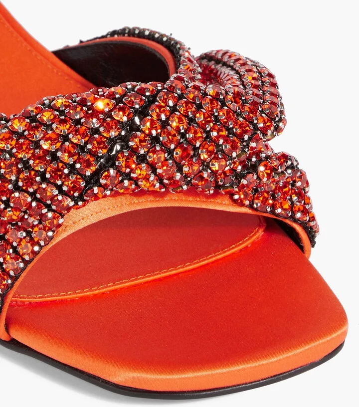 Twisted crystal-embellished satin slides - Image 4