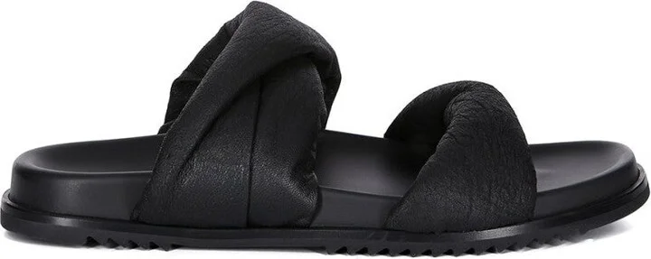 Twisted Granola Sandals In Blistered Black Lamb Leather