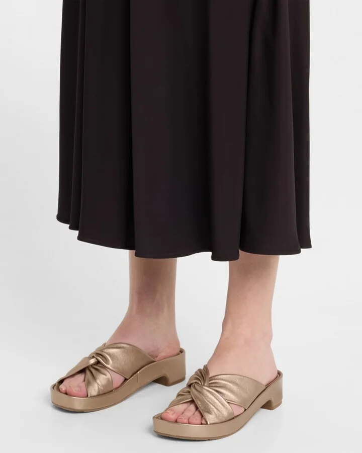 Twisted Metallic Leather Flatform Sandals - Image 2