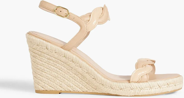 Twisted patent-leather espadrille wedge sandals