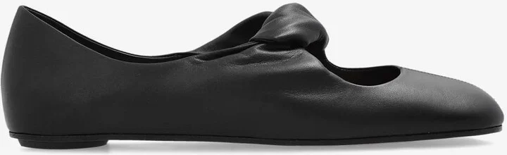 Twisted-Strap Leather Ballet Flats
