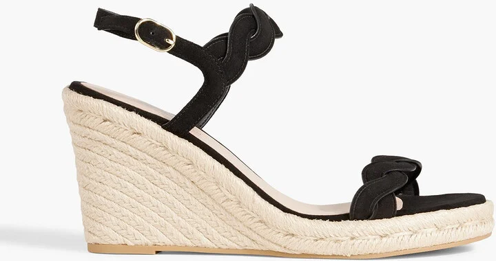 Twisted suede espadrille wedge sandals