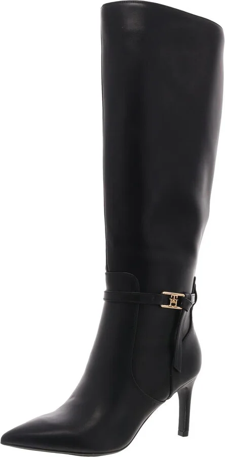 TWJullie Womens Solid Faux Leather Knee-High Boots