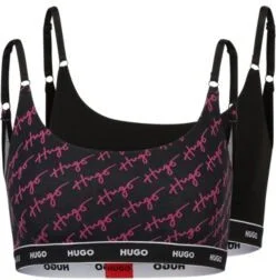 Two-pack of stretch-cotton bralettes with logo underbands- Patterned Women's Underwear, Pajamas, and Socks size XL