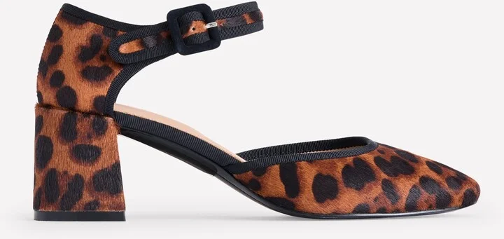 Two Part Block Heel Pumps, Dark Classic Leopard - Image 2