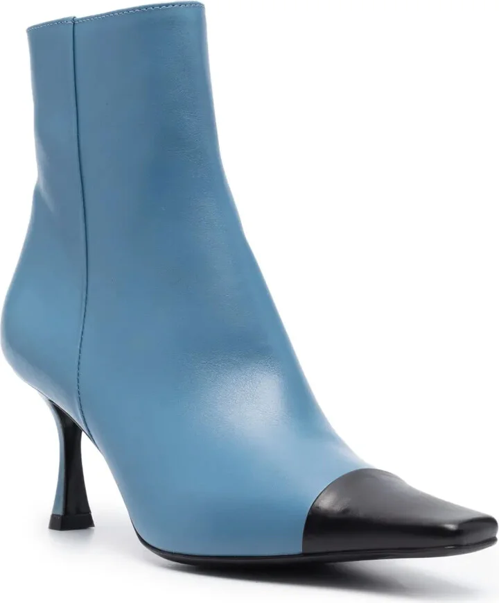 Two-Tone 70mm Leather Ankle Boots - Image 2