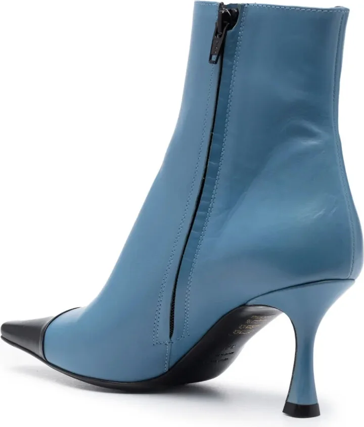 Two-Tone 70mm Leather Ankle Boots - Image 3