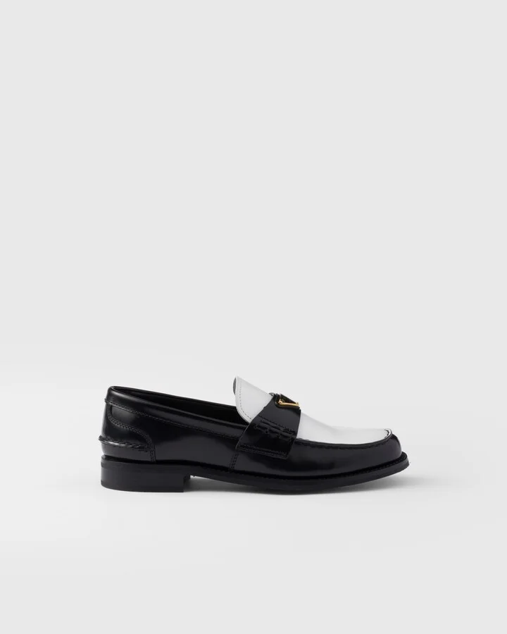 Two-tone brushed leather loafers - Image 2