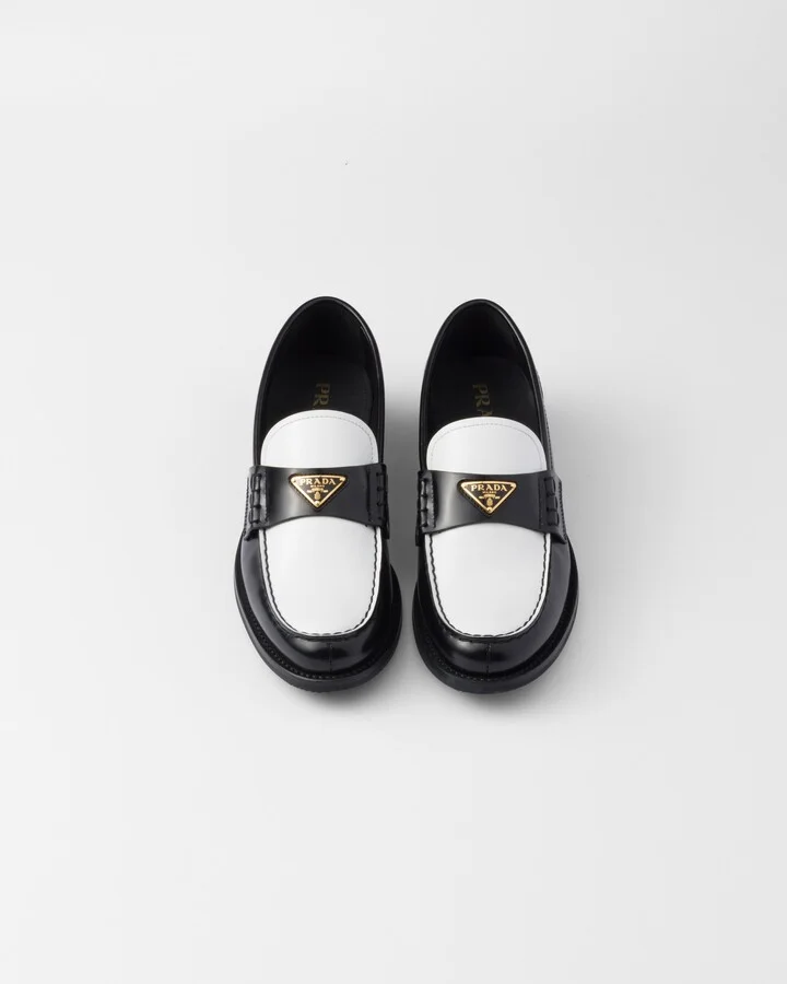 Two-tone brushed leather loafers - Image 4