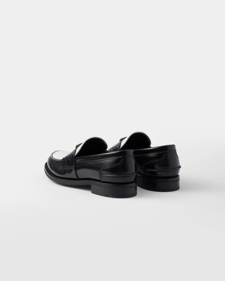 Two-tone brushed leather loafers - Image 5