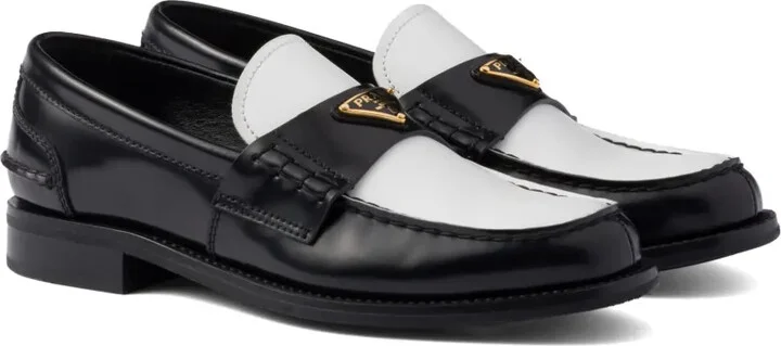Two-Tone Brushed-Leather Loafers - Image 2