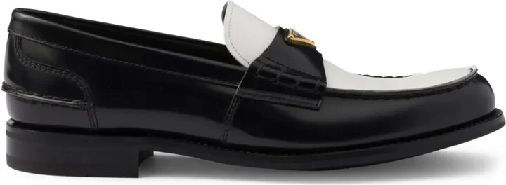 Two-Tone Brushed Leather Loafers