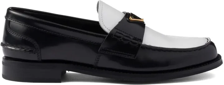 Two-Tone Brushed-Leather Loafers