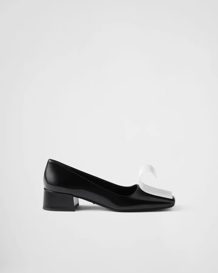 Two-tone brushed leather pumps - Image 2