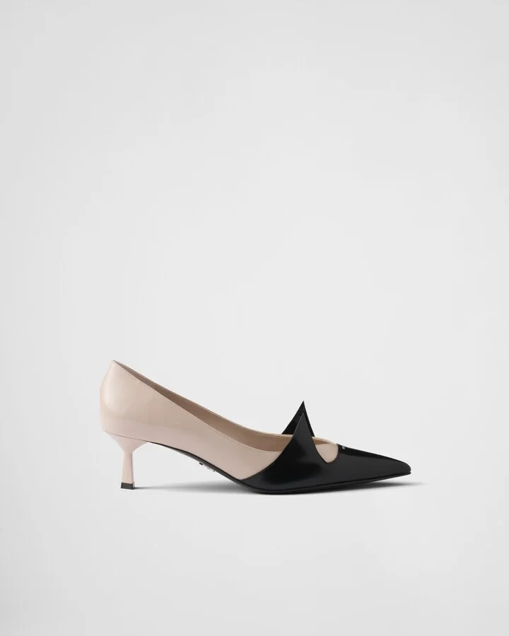 Two-tone brushed leather pumps - Image 2