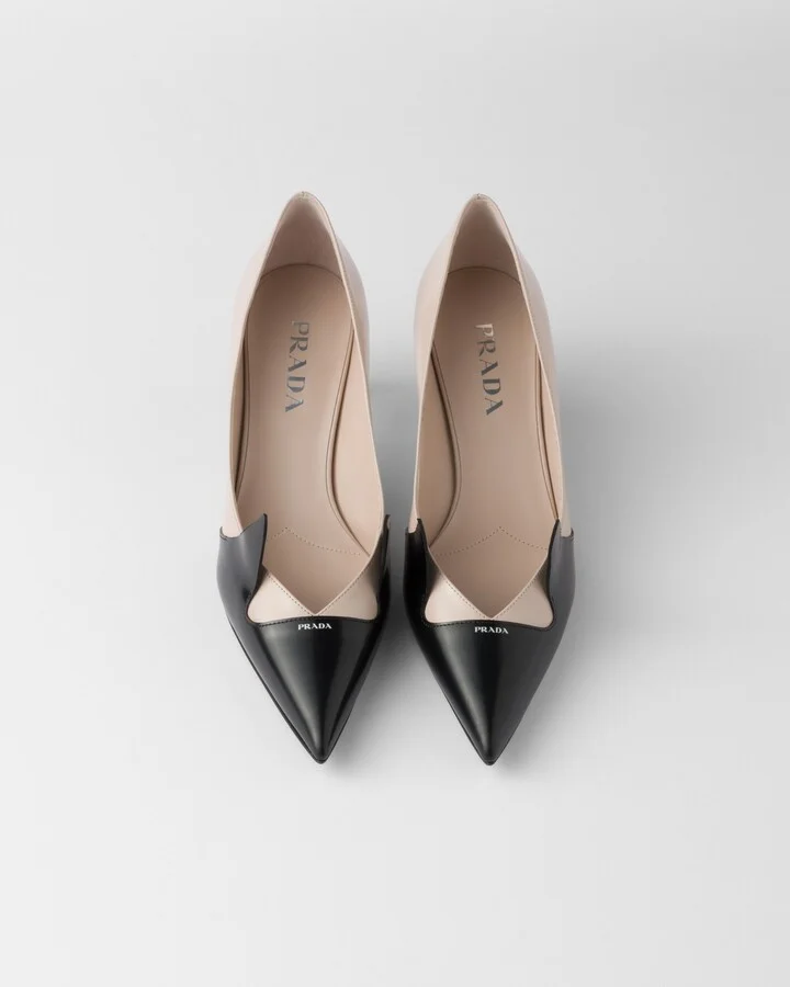 Two-tone brushed leather pumps - Image 3