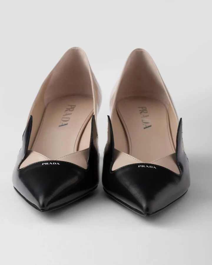 Two-tone brushed leather pumps - Image 5