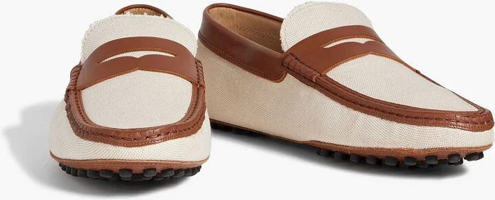 Two-tone canvas and leather driving shoes - Image 2