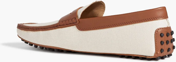 Two-tone canvas and leather driving shoes - Image 3