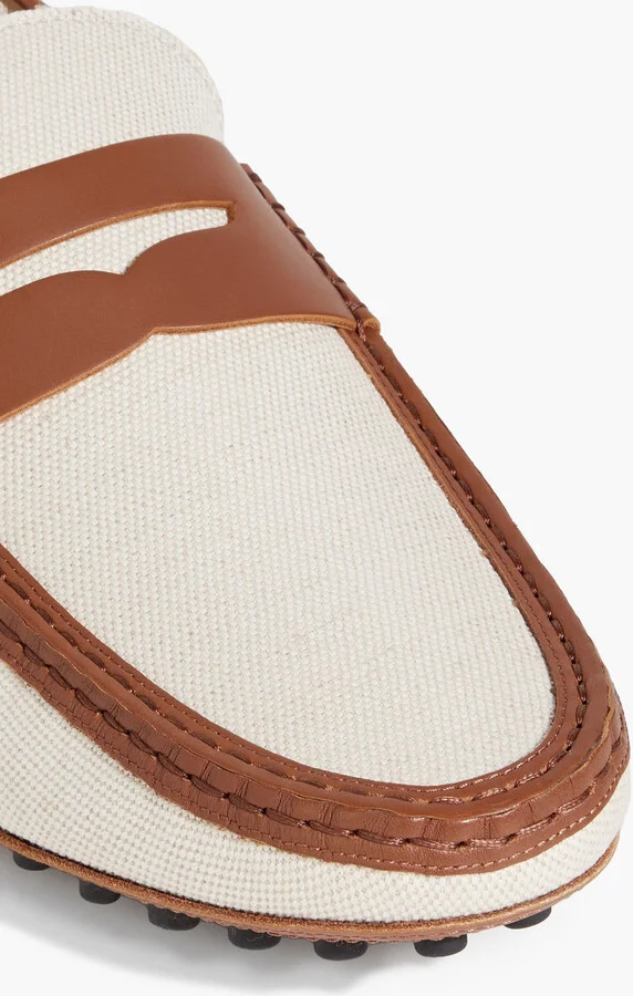 Two-tone canvas and leather driving shoes - Image 4