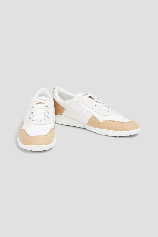 Two-tone canvas and leather sneakers - Image 2