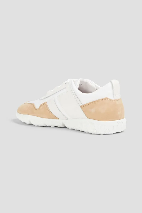 Two-tone canvas and leather sneakers - Image 3