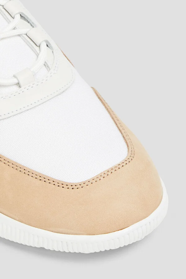 Two-tone canvas and leather sneakers - Image 4