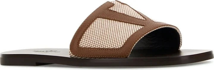 Two-tone Canvas And Leather Viva Superstar Slippers - Image 2