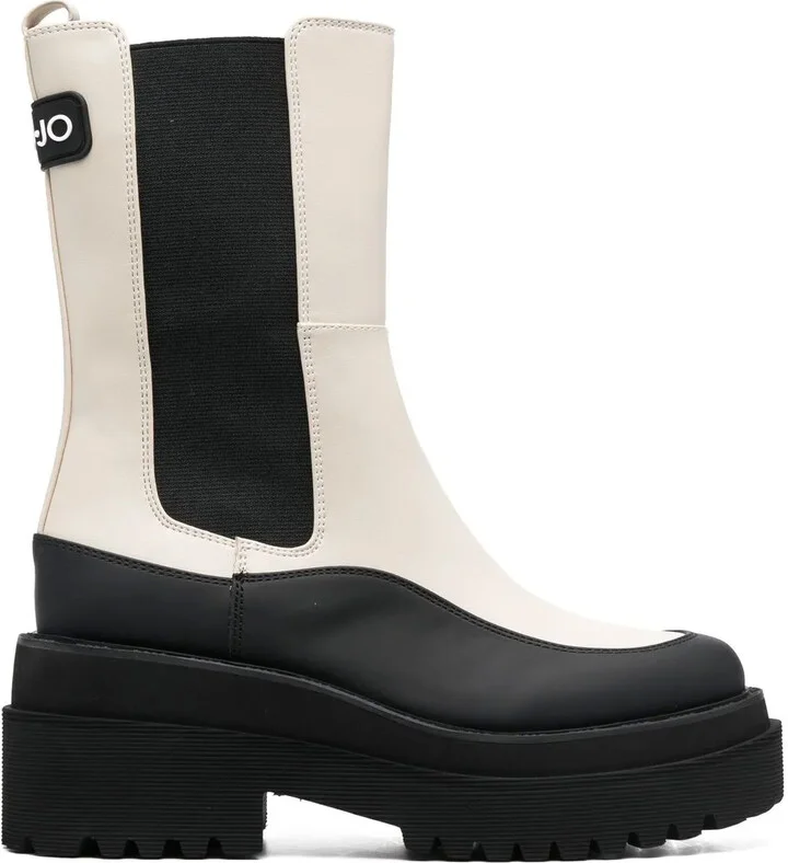 Two-Tone Chunky Ankle Boots