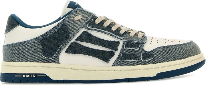 Two-tone denim and leather Skel sneakers