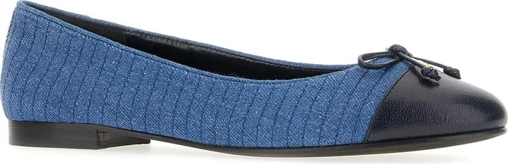 Two-tone Denim Cap-toe Ballerinas - Image 2